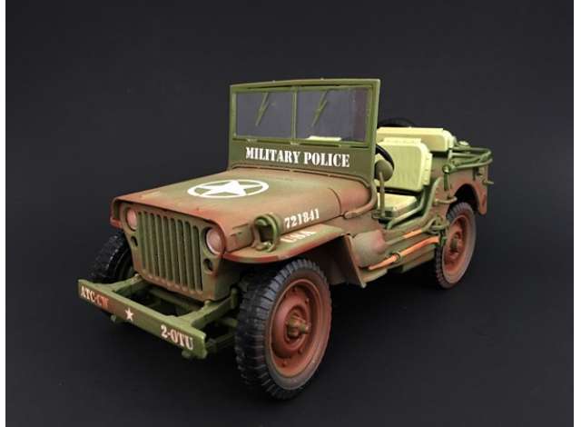 1944 Jeep Willys *Militairy Police*, dirty version 1:18 American Diorama Model
