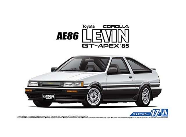 #17 1985 Toyota Corolla AE86 Levin GT-Apex, plastic modelkit 1:24 Aoshima Model
