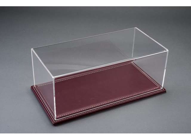Display Case Maranello with Burgundy Leather Base - 230x120x85mm. 1:24 Atlantic Model