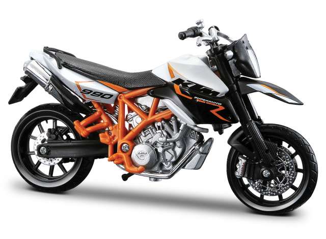 2011 KTM 990 Supermoto R, white/black/orange 1:18 Bburago Model