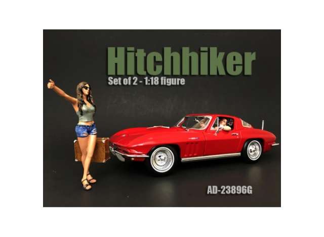 Hitchhiker Set. Set include 1x Driver and 1x Hitchhiking girl. 1:18 American Diorama Model