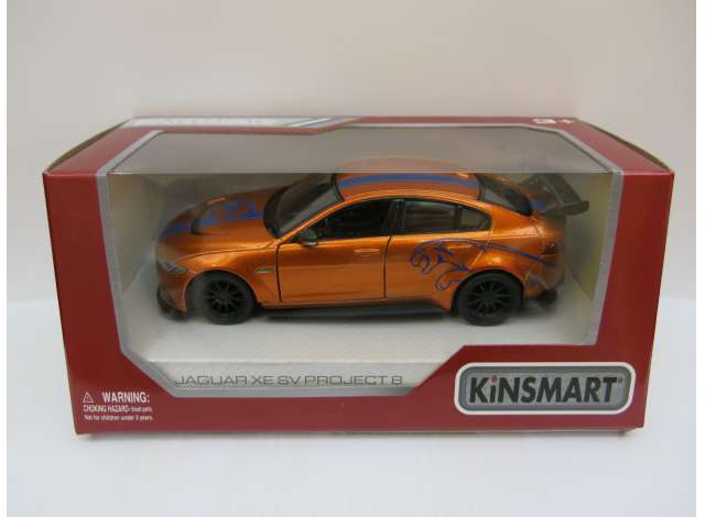 Pre-Order – 2018 Jaguar XE SV Project 8, orange 1:38 Kinsmart Model (KT5416Wo) – ETA. December 2026