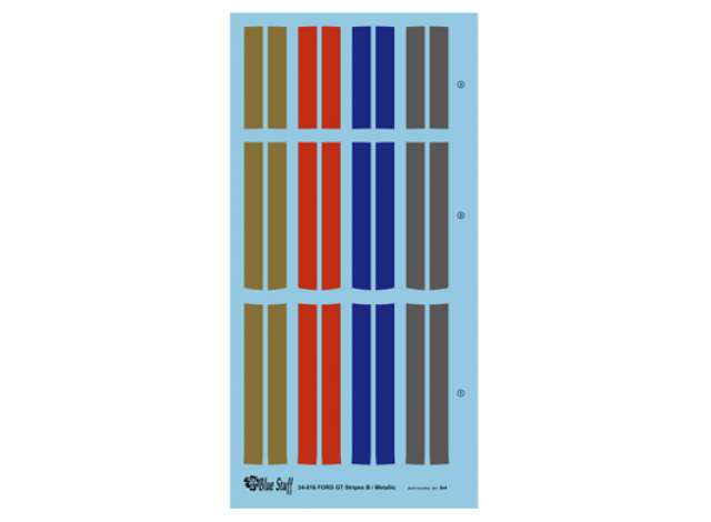 FORD GT Stripes set B Metallic colors – Decals 1:24 Blue Stuff Model