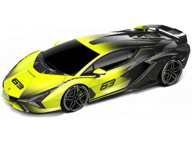 2020 Lamborghini Sian FKP 37 #63 *Yellow Fade Color, yellow/black 1:18 Bburago Model