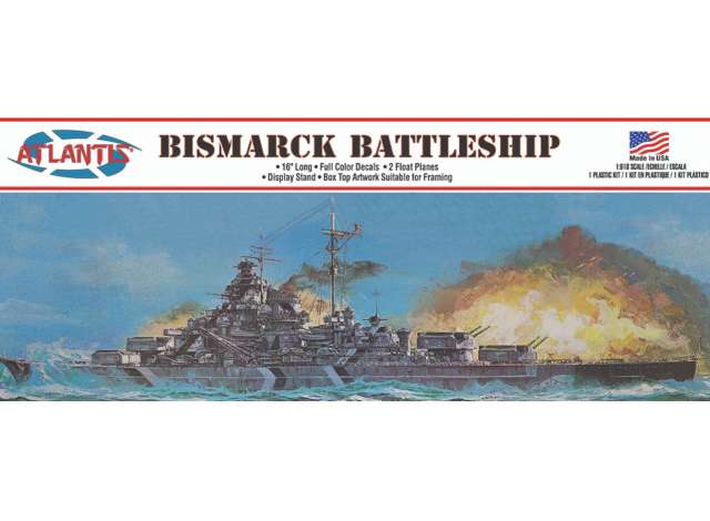 Bismarck German Battleship 16 Inch, plastic modelkit 1:600 Atlantis Model