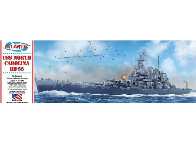 USS North Carolina BB-55 Battleship, plastic modelkit 1:502 Atlantis Model