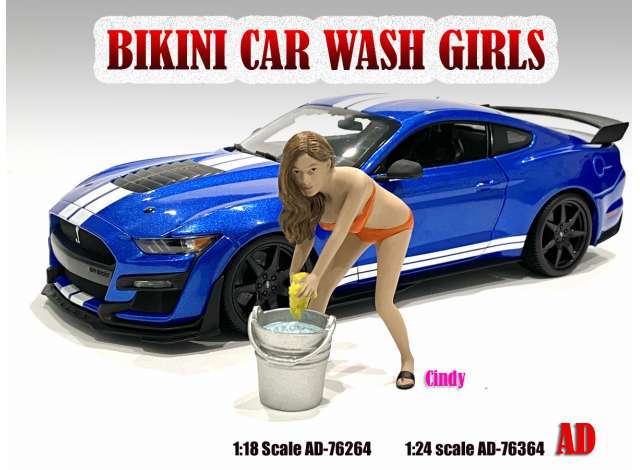 Bikini Car Wash Girl *Cindy* with water bucket 1:18 American Diorama Model