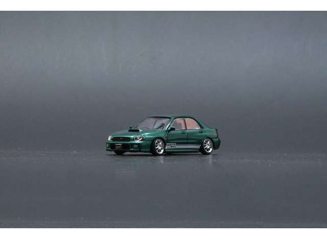 2001 Subaru Impreza WRX JDM LHD with Extra Wheels, custom green 1:64 BM Creations Model