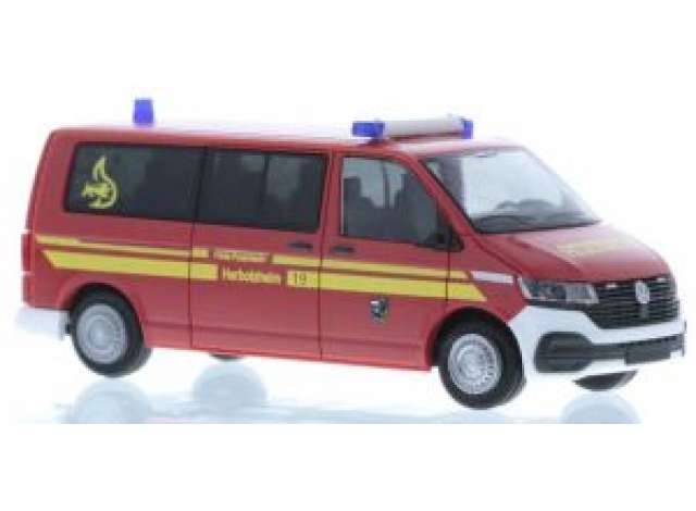 Available To Order – Volkswagen T6.1 Feuerwehr Herbolzheim, red/yellow 1:87 Rietze Model (RZ53721)
