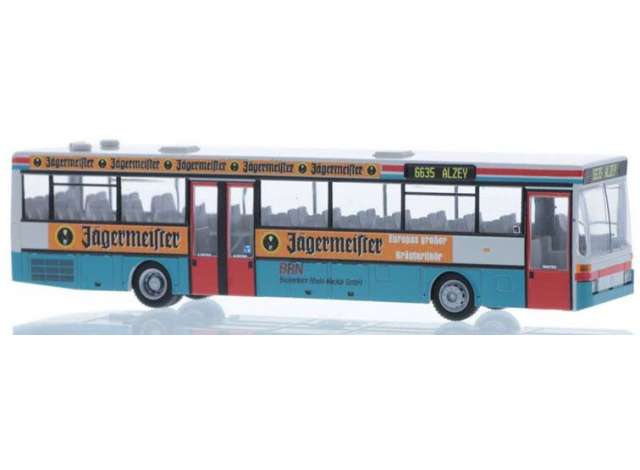 Available To Order – Mercedes Benz O407 BRN *Jägermeister*, blue/red/orange 1:87 Rietze Model (RZ77324)