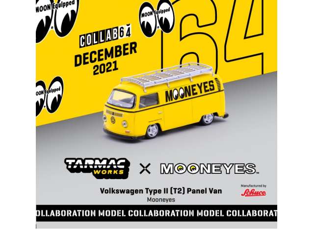 1:64 TARMAC X SCHUCO T64S-010-ME1 VOLKSWAGEN TYPE II (T2) PANEL VAN YELLOW MOONEYES