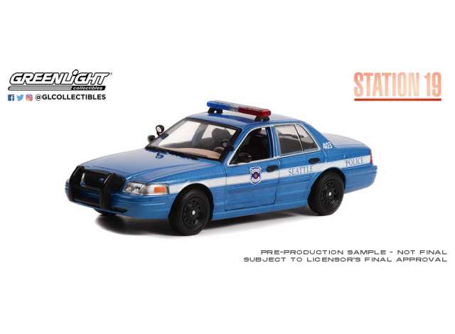 Pre-Order – 2001 Ford Crown Victoria Police Interceptor Seattle Police (Station 19 2018-Current TV Series) *Hollywood Series 16*, blue 1:24 GreenLight Model (gl84163) – ETA. September 2026