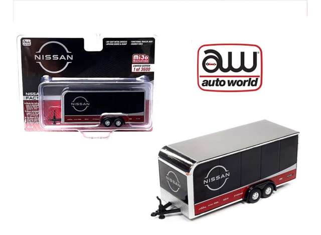 Nissan car Trailer, black/red 1:64 Auto World Model