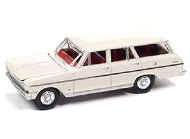 1963 Chevrolet II Nova Station Wagon, Ermine White 1:64 Auto World Model