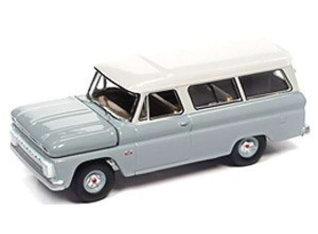 1966 Chevrolet Suburban, Gray Body with White Roof 1:64 Auto World Model