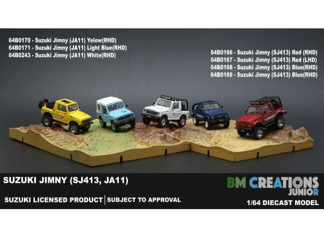 Suzuki Jimny SJ413, blue right hand drive. 1:64 BM Creations Model