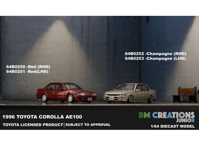 Toyota 1996 Corolla AE100, champagne left hand drive 1:64 BM Creations Model