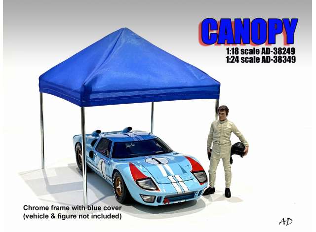 Canopy set with Chrome Frame & Blue Cover. 1:24 American Diorama Model