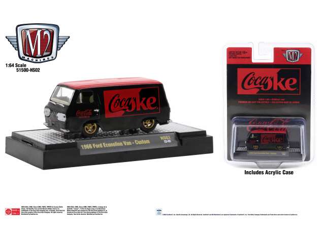 1966 Ford Econoline Van Custom Lowered Chassis Coca-Cola 1:64 M2 Machines Model Car (M2-51500HS02)