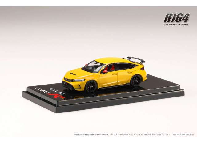 Available To Order – Honda Civic Type R (FL5) Genuine Options, Yellow 1:64 Hobby Japan Model (HJ642063Y)