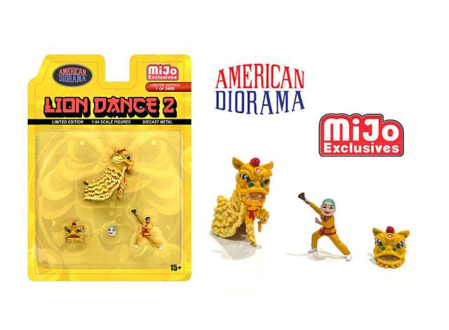 Lion Dance 2, yellow 1:64 American Diorama Model
