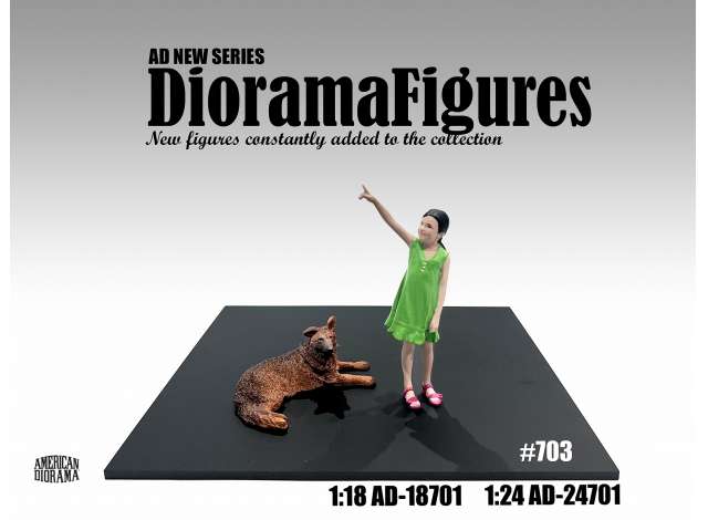#703 Kid & Dog Figure set *Diorama Figures series* 1:24 American Diorama Model