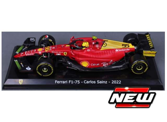 2022 Ferrari F1-75 #55 Carlos Sainz Monza Livery 75th Anniversary Special, red 1:24 Bburago Model