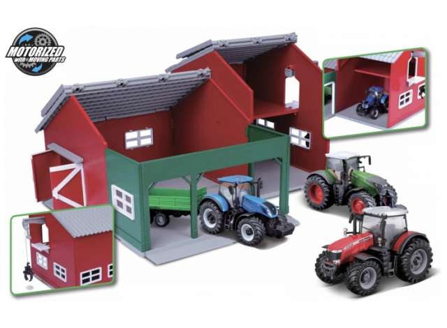 10cm Farmland Play set, Farm shed with massey ferguson tractor, various Bburago Model