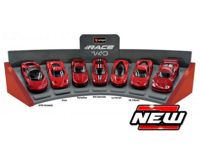 Set of 7 Ferrari, red 1:43 Bburago Model