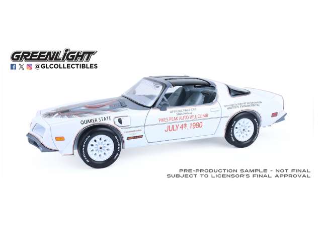Pre-Order – 1980 Pontiac Firebird Trans Am - Official Pace Car 58th Annual Pikes Peak Auto Hill Climb, white 1:18 GreenLight Model (gl13696) – ETA. September 2026
