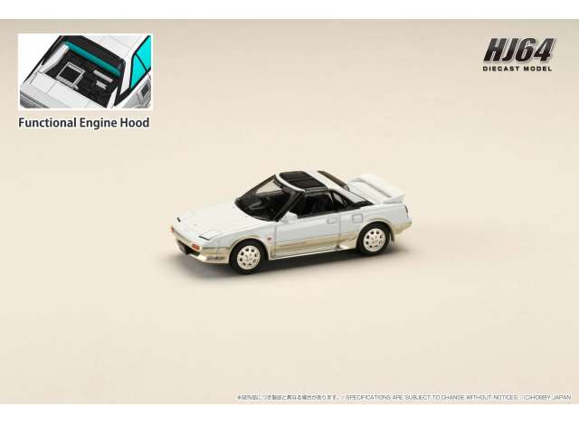 Pre-Order – 1988 Toyota MR2 1600G Limited Super Charger/Super Edition T Bar Roof, white/beige metallic 1:64 Hobby Japan Model (HJ642056ASE) – ETA. July/August 2026