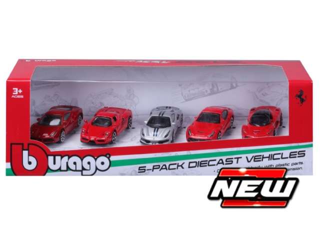 5 Car set:Ferrari 488 GTBENZO488 PistaF12berlinettaLa Ferrari 1:64 Bburago Model