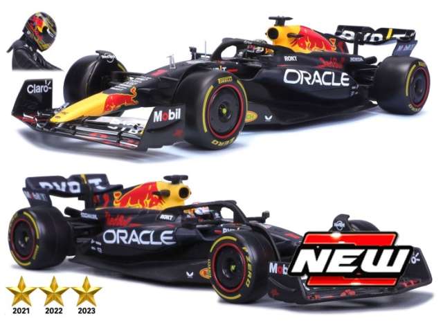 2023 Red Bull RB19 F1 #1 Max Verstappen *Qatar* + *Abu Dahbi* GP 2023 Last race special, 2 car set, blue/red/yellow 1:18 Bburago Model