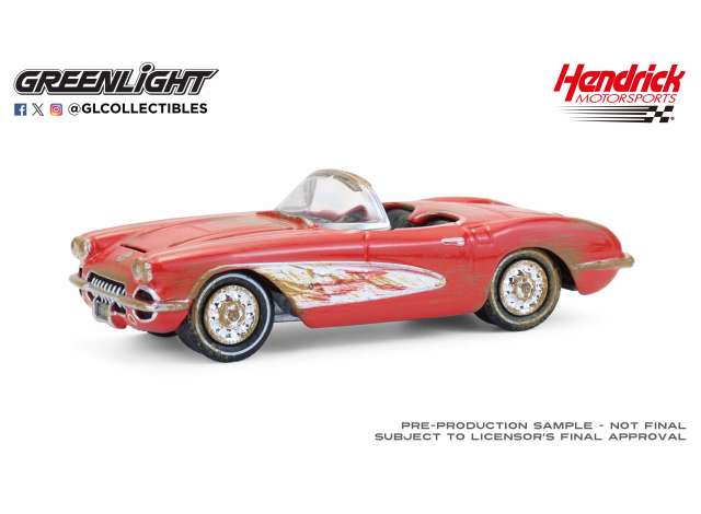 Pre-Order – 1958 Chevrolet Corvette - Rick Hendrick Owned VIN #00001 Unrestored, red 1:64 GreenLight Model (gl30529) – ETA. September 2026
