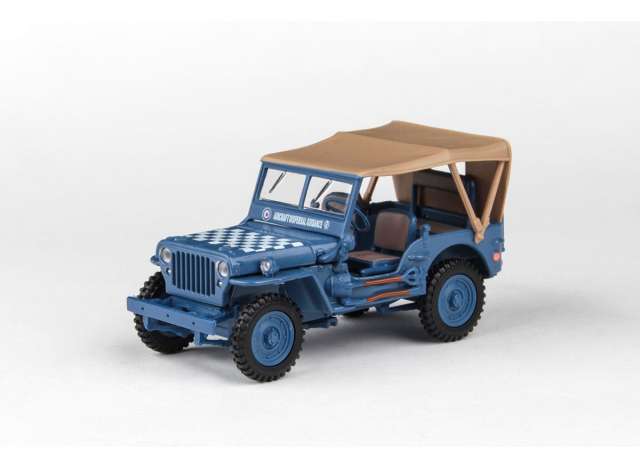 Abrex Cararama Ton Military Vehicle Soft Top, blue with sandy soft top 1:43 Abrex Model