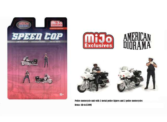 Speed Cop Police Motorcycles, Diecast Figure's 1:64 American Diorama Model