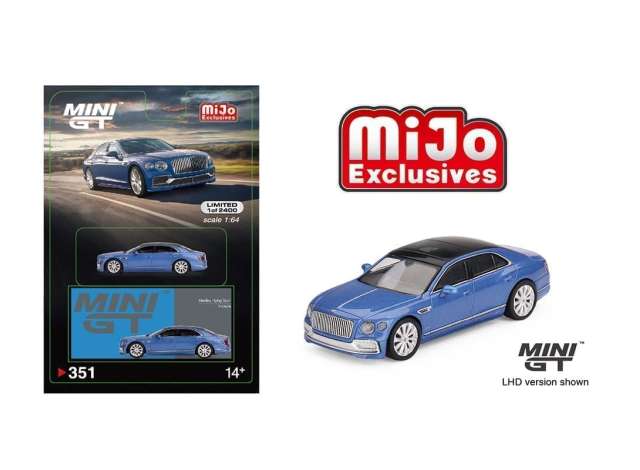1:64 MINI GT MGT00351MJ BENTLEY FLYING SPUR, BLUE WITH BLACK ROOF