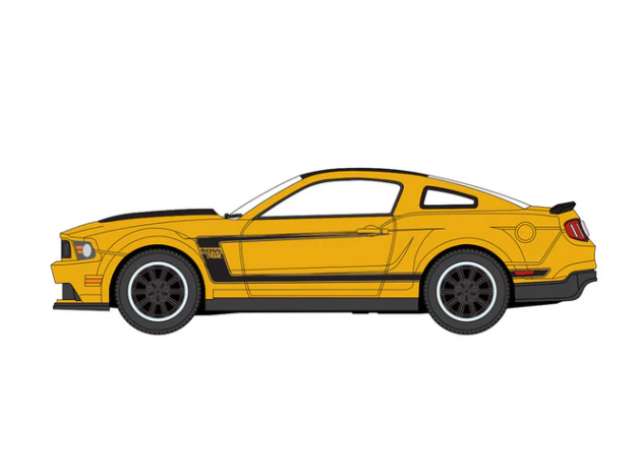 Pre-Order – 2012 Ford Mustang Boss 302, yellow/black 1:64 Auto World Model (AWSP186A) – ETA. September 2026