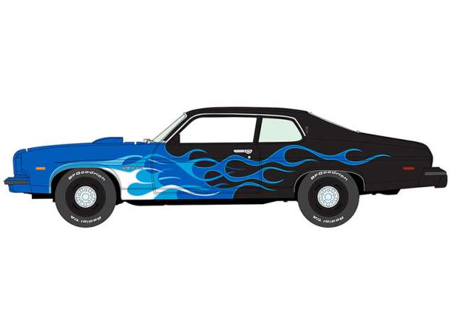Pre-Order – 1974 Pontiac GTO, Black with Blue Flames 1:64 Johnny Lightning Model (JLSP405B) – ETA. September 2026