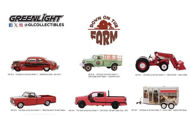Pre-Order – Down on the Farm Series 11, mix box with 6 pcs 1:64 GreenLight Model (gl48110~6) – ETA. September 2026