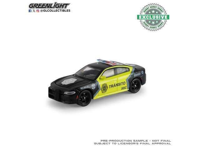 Pre-Order – 2022 Dodge Charger SSC Mexico City Traffic Control Police *Hot Pursuit*, black/yellow 1:64 GreenLight Model (gl30561) – ETA. September 2026