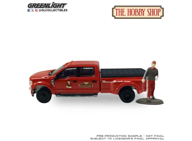 Pre-Order – 2022 F-450 Dually Shop Truck with Mechanic Figure *The Hobby Shop Series 17*, red 1:64 GreenLight Model (gl97170F) – ETA. September 2026