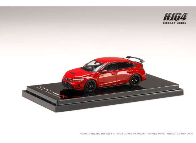 Available To Order – Honda Civic Type R (FL5), Racing Black Package/Genuine Optional Parts with Tailgate Spoiler, Flame Red 1:64 Hobby Japan Model (HJ645063R)