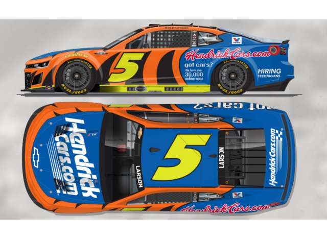 2025 Chevrolet #5 Kyle Larson *HendrickCars.com*, blue/orange/yellow 1:64 Action Racing Collectibles Model