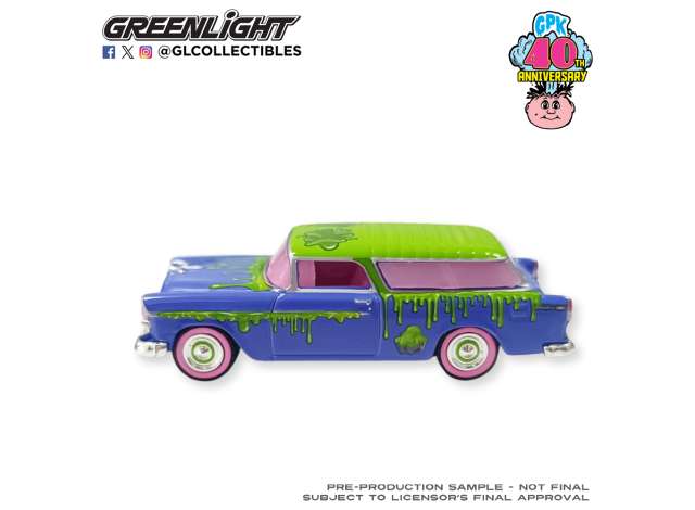 Pre-Order – 1955 Chevrolet Nomad, Leaky Lindsay 40th Anniversary *Garbage Pail Kids Series 9*, blue/green 1:64 GreenLight Model (gl54130C) – ETA. September 2026