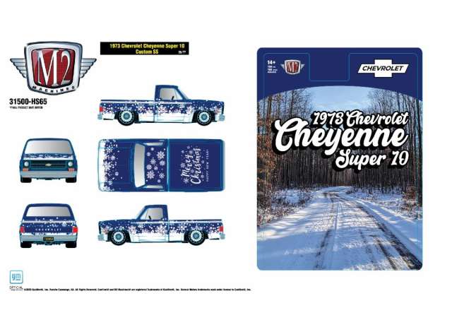 Pre-Order – 1973 Chevrolet Cheyenne Super 10 Custom SS, blue/white 1:64 M2 Machines Model (M2-31500HS65) – ETA. July/August 2026