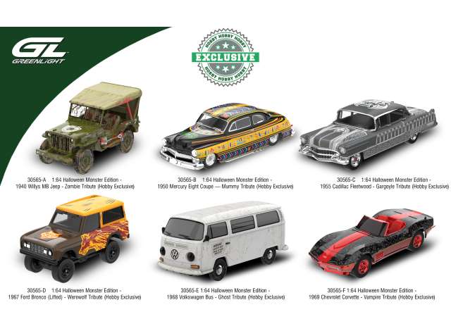 Pre-Order – Halloween Monster Edition Assortment of 6 1:64 GreenLight Model (gl30565~6) – ETA. September 2026