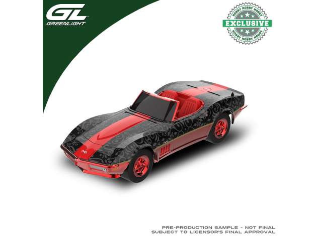 Pre-Order – 1969 Chevrolet Corvette, Vampire Tribute with Coffin Gas Pump Style Accessory *Halloween Monster Edition*, red/black 1:64 GreenLight Model (gl30565F) – ETA. September 2026