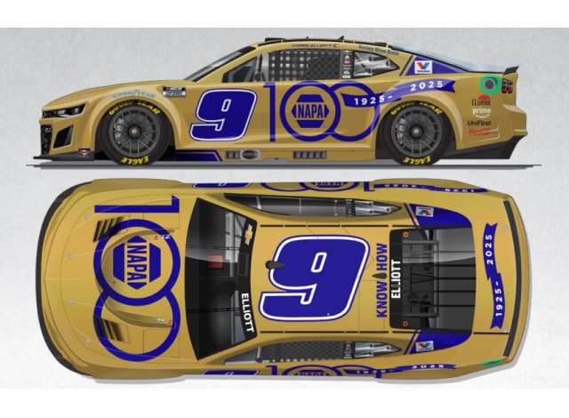 2025 Chevrolet #9 Chase Elliott *NAPA 100th Anniversary*, gold/blue 1:64 Action Racing Collectibles Model