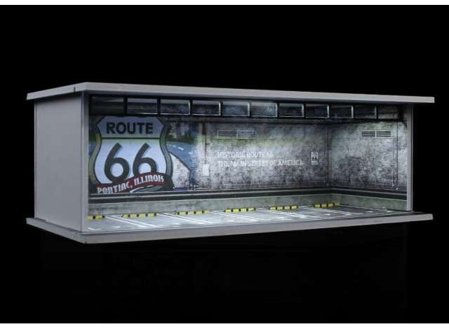Available To Order – Parking Garage Route 66 Parking Lot with Light, Various 1:64 Black Box Diorama Model (MO914060)